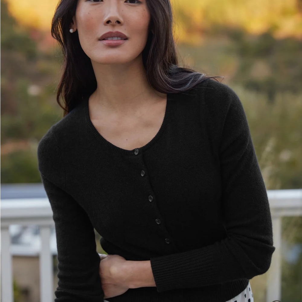 Jenni Kayne Black Button-Front Cashmere Finley Cardigan XS